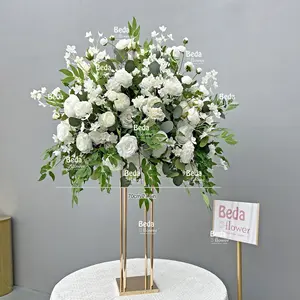 Diskon besar dekorasi bunga mawar putih buatan, tengah meja bola bunga dekorasi rumah pesta pernikahan