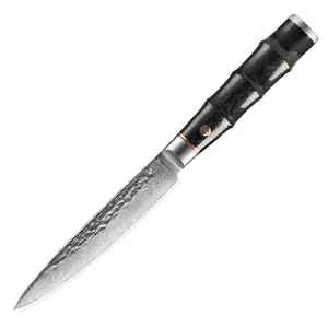 5 inch Kitchen Utility Knife Damascus Steel Multipurpose Sharp Chef Knife with Pakkawood Handle