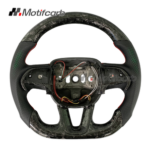 Volant en fibre de carbone forgé personnalisé avec poignées Flash pour Dodge Charger Challenger Hellcat SRT 392 R/T Scat Pack 2013-2023 - Product Image 1