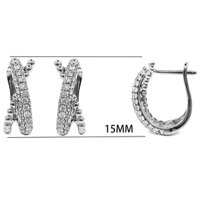 Boucles d'oreilles clous torsadées KOK personnalisées, tendance, 5,31 grammes, en or blanc massif 18 carats plaqué or, avec diamants véritables, pour mariage et cadeau de fête - Product Image 2