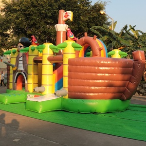 Château <span class=keywords><strong>gonflable</strong></span> de haute qualité, personnalisable, sur le thème du bateau pirate, 8*8m, avec toboggan, combinaison de châteaux gonflables - Product Image 4