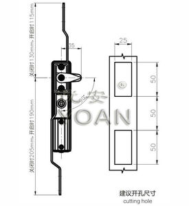 Đen kẽm thép cam & Rod đa 3 điểm cửa tủ khóa với 3 phím ANSI Lớp 2 An Ninh - Product Image 3