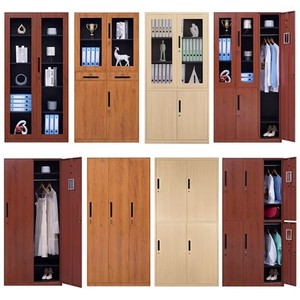 Steel Wood Grain <b>Filing</b> Cabinet 4 Layers Large Capacity Office <b>Organizer</b> Standing Type Rectangle Push Pull Doors - Product Image 2
