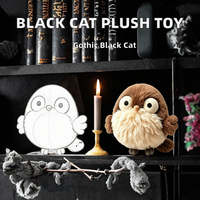 Peluche personnalisée chat noir gothique, douce, en coton PP, cadeau pour fans