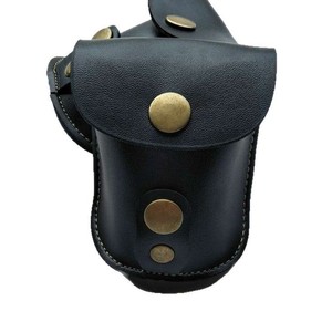 Ztc442 Leather Marble Bag For <b>Slingshot</b> Steel Ball Storage Portable Waist Carry Case With Snap Closure Black - Product Image 2