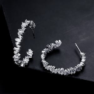 Pendientes de circonita cúbica de una hilera RAKOL EP2527 CC plateados - Product Image 3