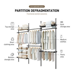 Armoire ouverte simple YIJIALE pour chambre à coucher, pour accrocher les vêtements, armoire intégrée, unités de rangement, armoire simple - Product Image 3