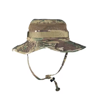 Topi Safari Lebar Pelindung UV Matahari Musim Panas, Topi Boonie, Topi Jala Kamuflase untuk Memancing, untuk Pria