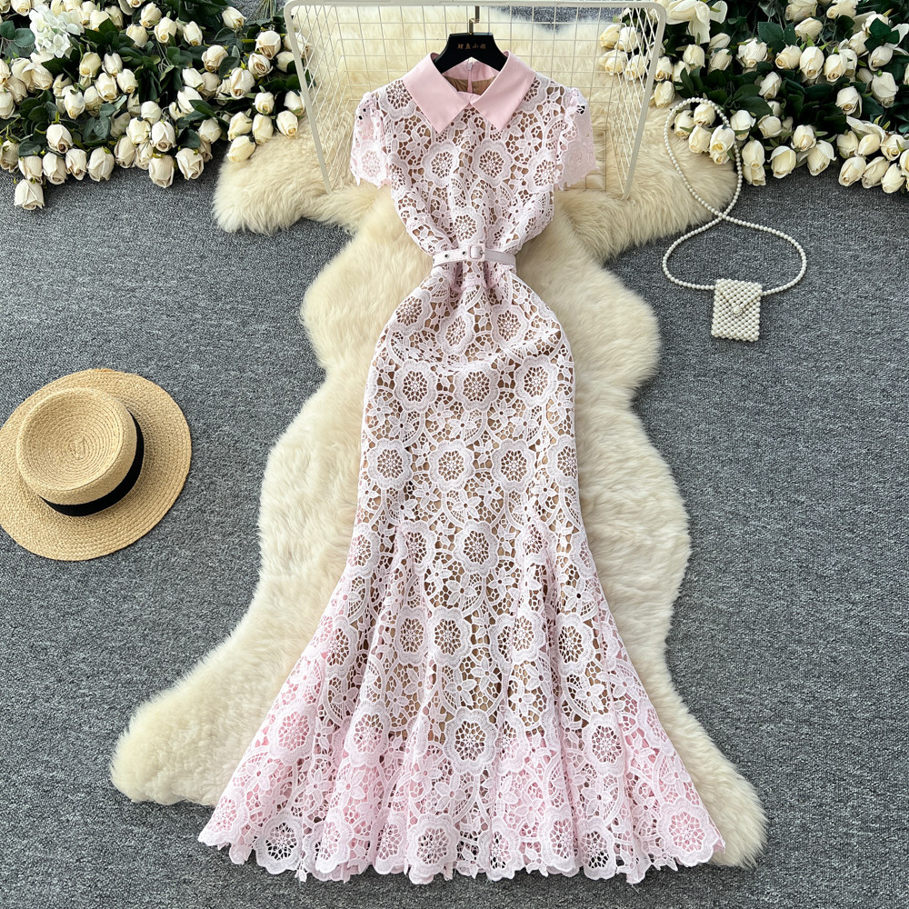 chinese dress ladies French retro palace style dress with niche design, niche splicing lace   Lee Nhi Boutique