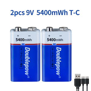 Packs de batteries lithium-ion Doublepow 5400mWh 9V avec port de charge USB Type C pour jouets et bateaux - Product Image 6