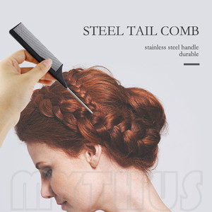 Brosses et peignes démêlants pour hommes et femmes, accessoires de coiffure, peigne à grandes dents en carbone, broche en acier, pour séparer les cheveux, poils de sanglier, 4 pièces - Product Image 3
