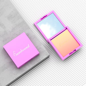 Contenedor de cosméticos personalizado, caja de plástico cuadrada, rosa, vacía, rubor, polvo de prensa cuadrado, embalaje compacto con espejo - Product Image 4