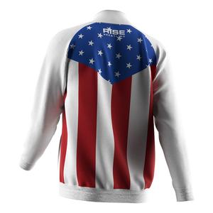 Chaqueta deportiva de invierno para hombre con cuello alto, estampado por sublimación, para fútbol y sudaderas, con cremallera, en blanco. - Product Image 2