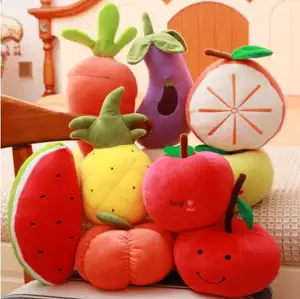 家居装饰植物水果毛绒玩具彩色枕头樱桃香蕉苹果菠萝橙蘑菇西瓜儿童礼品