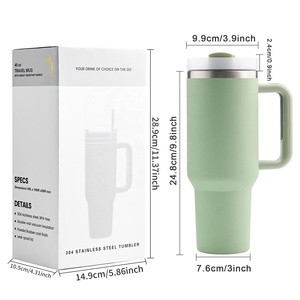 Custom H2.0 Adventure <b>Double</b> <b>Wall</b> Vacuum Thermal 12-24 Hours Insulation 40oz Stainless Steel Travel <b>Mug</b> Lid Straw Handle - Product Image 5