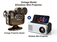 Mini projecteur LCD de style vintage avec design rétro décoratif, prend en charge 40 lumens pour le home cinéma