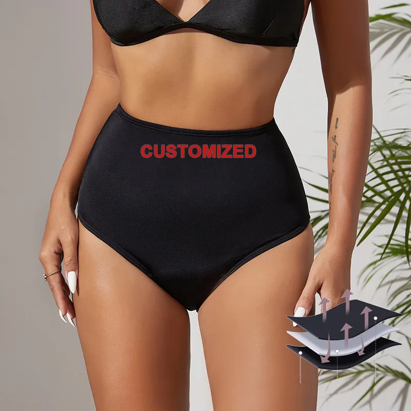 Intiflower PL9060 Customized Menstrual Swimwear 4 Layer Heavy Flow Waterproof Period Nylon Swimsuit Panties