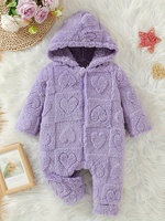 Combinaison pour bébé fille, automne-hiver, 100% polyester, douce, à manches longues, à capuche, chaude, motif géométrique, Love Square Mao Mao