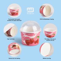 Gobelet en papier écologique pour crème glacée, imprimé sur mesure, revêtement PLA, compostable, jetable, avec couvercle, pour boutique de gelato
