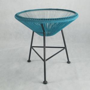 22 pouces Patio Intérieur et Extérieur En Rotin Ensemble Assorti <span class=keywords><strong>Acapulco</strong></span> <span class=keywords><strong>Table</strong></span> D'appoint <span class=keywords><strong>Table</strong></span> <span class=keywords><strong>Basse</strong></span> En verre, Bleu - Product Image 3