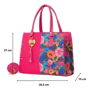 Bolso de Mano de Yute Negro para Mujer, Marca Fana Star, Tamaño Mediano, con Estampado Floral, para Uso Diario y Compras - Product Image 4