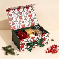 Boîte cadeau de Noël Xs Poinsettia pour bijoux, collier, bague, pochette en velours, emballage personnalisable, élégant, festif, vente en gros, mariage