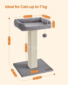 Feandrea Cat Scratcher dengan tempat mewah mebel hewan peliharaan pohon kucing Menara kucing menggaruk <span class=keywords><strong>Post</strong></span> - Product Image 3
