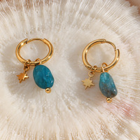Nouvelles Boucles d'oreilles pour femmes, style européen-américain, en pierre de Tianhe, design de niche, avec pendentif étoile en pierre naturelle Bamang, en acier inoxydable