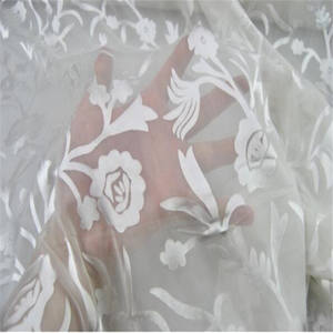 Tissu en opale le plus vendu en couleur blanche, tissu en soie opale burn-out, prêt pour la peinture, le dessin floral, populaire - Product Image 6