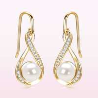 Boucles d'oreilles pendantes en argent sterling 925 avec moissanite et perle d'eau douce naturelle de 8 mm en forme de pain, pour femmes