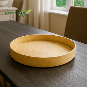 ถาดไม้ไผ่ทำมือแบบชนบททนทานถาดเสิร์ฟอาหารผลไม้ถาดชาสำหรับร้านกาแฟขายส่ง - Product Image 1