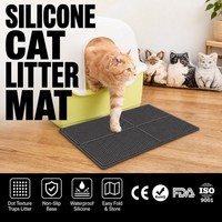 Tapis de litière pour chat en silicone double couche, imperméable, anti-dérapant, facile à nettoyer, tapis de sol pour animaux de compagnie