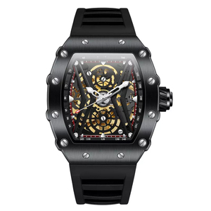 Montre automatique de luxe en acier inoxydable étanche, montre mécanique à ressort squelette - Product Image 3