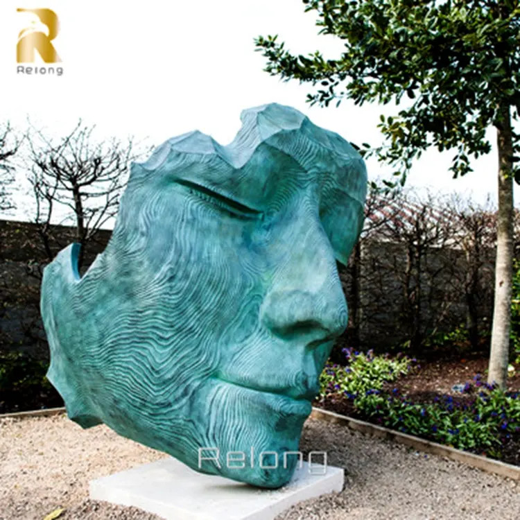 유명한 야외 정원 장식 추상 금속 청동 얼굴 동상 조각