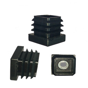 Hz20 <b>Square</b> Tube Plug 20 Mm Black Plastic With M8 <b>Nut</b> For Furniture Foot End Cap - Product Image 2