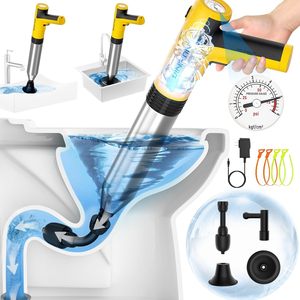 Nuevo diseño, potente abridor de émbolo de inodoro de alta presión eléctrico, potente desatascador de drenaje de aire, émbolo de inodoro para Baño - Product Image 1