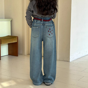 Jeans <span class=keywords><strong>Invernali</strong></span> per Bambine Xiao Hong Yu, Foderati in Pile, Rivestiti in PU Morbido, <span class=keywords><strong>Pantaloni</strong></span> Dritti Ispessiti Nuova Collezione 2026 - Product Image 3