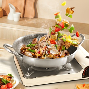 Stainless Steel Wok 32Cm Non-Stick <b>Induction</b> Compatible Frying <b>Pan</b> For Household Cooking - Product Image 2