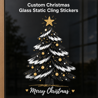 Autocollants statiques pour fenêtres imprimés UV brillants/mats pour Noël et le Nouvel An 2027, décorations de Noël pour portes vitrées, décorations festives pour fenêtres