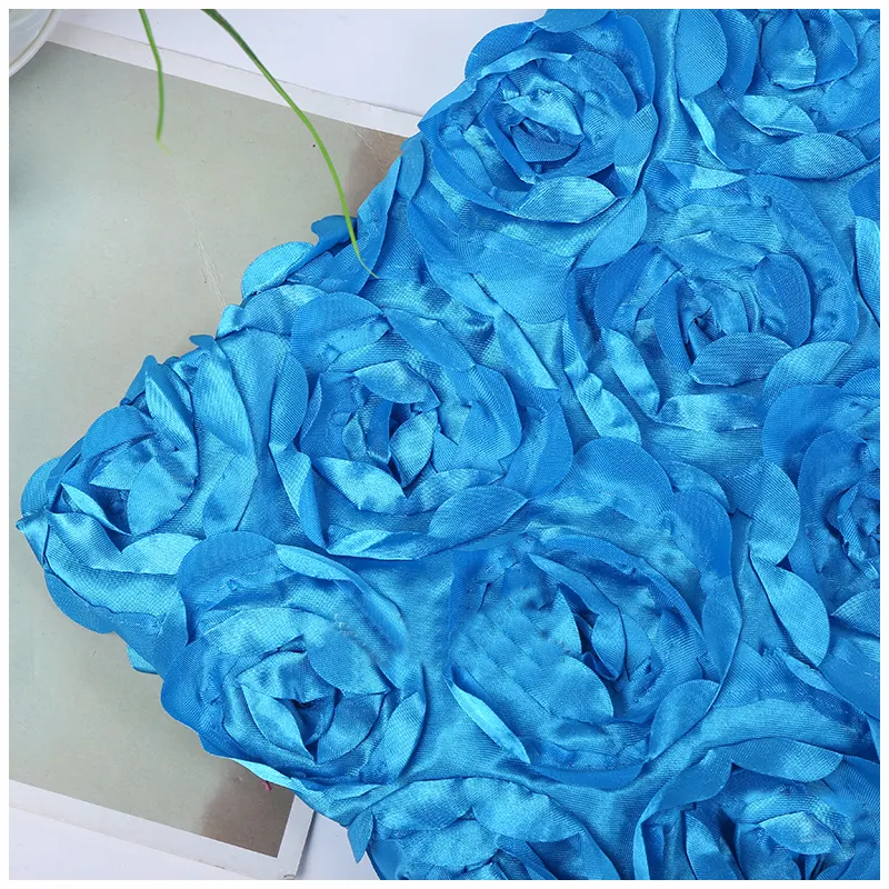 Горячая распродажа блестящая 3D цветочная розетка атласная Вышивка ткань для свадебного украшения