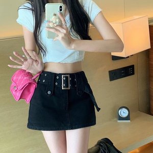 Minigonna in Denim Vintage a Vita Alta, Novità Estate 2022, Linea ad A, Asciugatura Rapida, con Cerniera, Pantaloncini Aderenti da Donna - Product Image 3