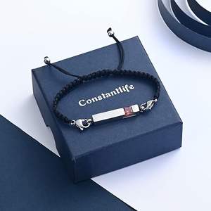 Pulsera de ceniza de cubo de cristal de piedra natal con cuerda tejida ajustable, joyería conmemorativa de cremación, recuerdo funerario de amante - Product Image 3