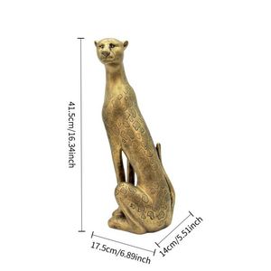 Modern Light <b>Gold</b> Resin Leopard Sculpture - Home & Entryway Decor Ornament - Product Image 3