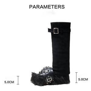 2023 New European and American Punk Two-wear <strong>Furry</strong> Sleeve <strong>Boots</strong> One-word <strong>slippers</strong> Women's Thick Sole <strong>Furry</strong> <strong>slippers</strong> - Product Image 4
