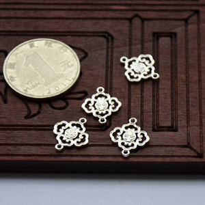 Conector para horquillas de cobre puro que conserva el color, diseño de nube hueca, característica Fu, estilo antiguo, DIY, 12x14mm, chapado en oro y plata - Product Image 4