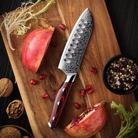 Couteau de chef de cuisine japonais santoku en acier damas de haute qualité AUS 10 Premium