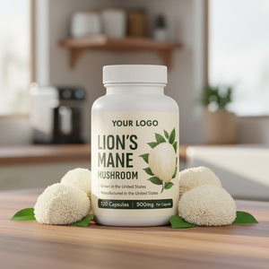 Complément alimentaire en poudre de champignon crinière de <span class=keywords><strong>lion</strong></span> (Hericium Erinaceus) biologique en capsules pour la concentration cérébrale, la mémoire, le soutien cognitif et le bien-être quotidien - Product Image 1