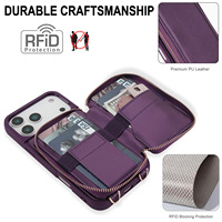 Casing Ponsel PU Crossbody 17 Air 17 Pro Max Perlindungan 360 Derajat Tempat Kartu Tahan Guncangan Dompet Resleting Tali Lepas Pasang