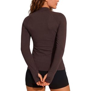 Custom Womens Athletic <b>Top</b> Mock Neck Long Sleeve Quick Dry Yoga Workout Shirt <b>Thumb</b> <b>Holes</b> Solid Heat-Transfer Printed Moisture - Product Image 2