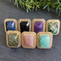 Bagues en pierres précieuses naturelles à prix de gros : Turquoise africaine, Pierre du soleil, Labradorite, Améthyste, Obsidienne, Bague ajustable en zircon cubique
